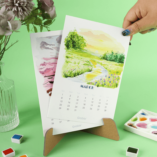 12 - Month Watercolor Calendar Set For 2026 - Purpose + Passion Boutique