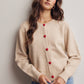 Heart Button Cream Knit Cardigan