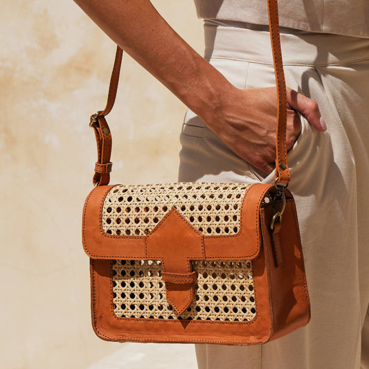 Rattan Cane Weave Convertible Clutch