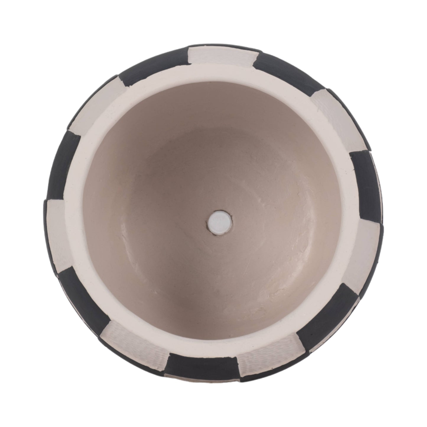Black/White Pottery Checkerboard Rounded Planter (7 in.)