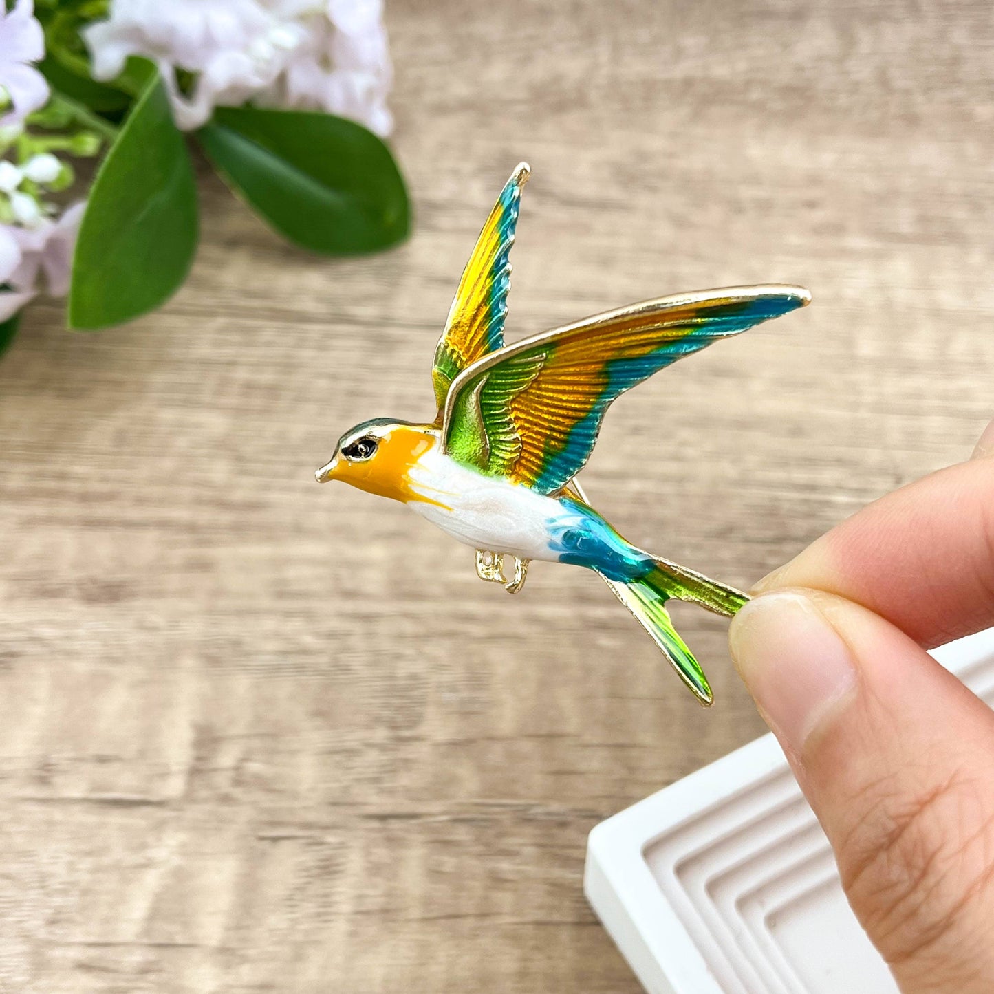 Colorful Metal Swallow Brooch