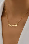 Mama Gold Heart Pendant Chain Necklace