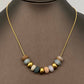 Natural Stone Beaded Charm 18K Gold Plated Necklace