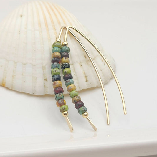 14k Gold Filled +Colorful Beaded Earrings - Purpose + Passion Boutique