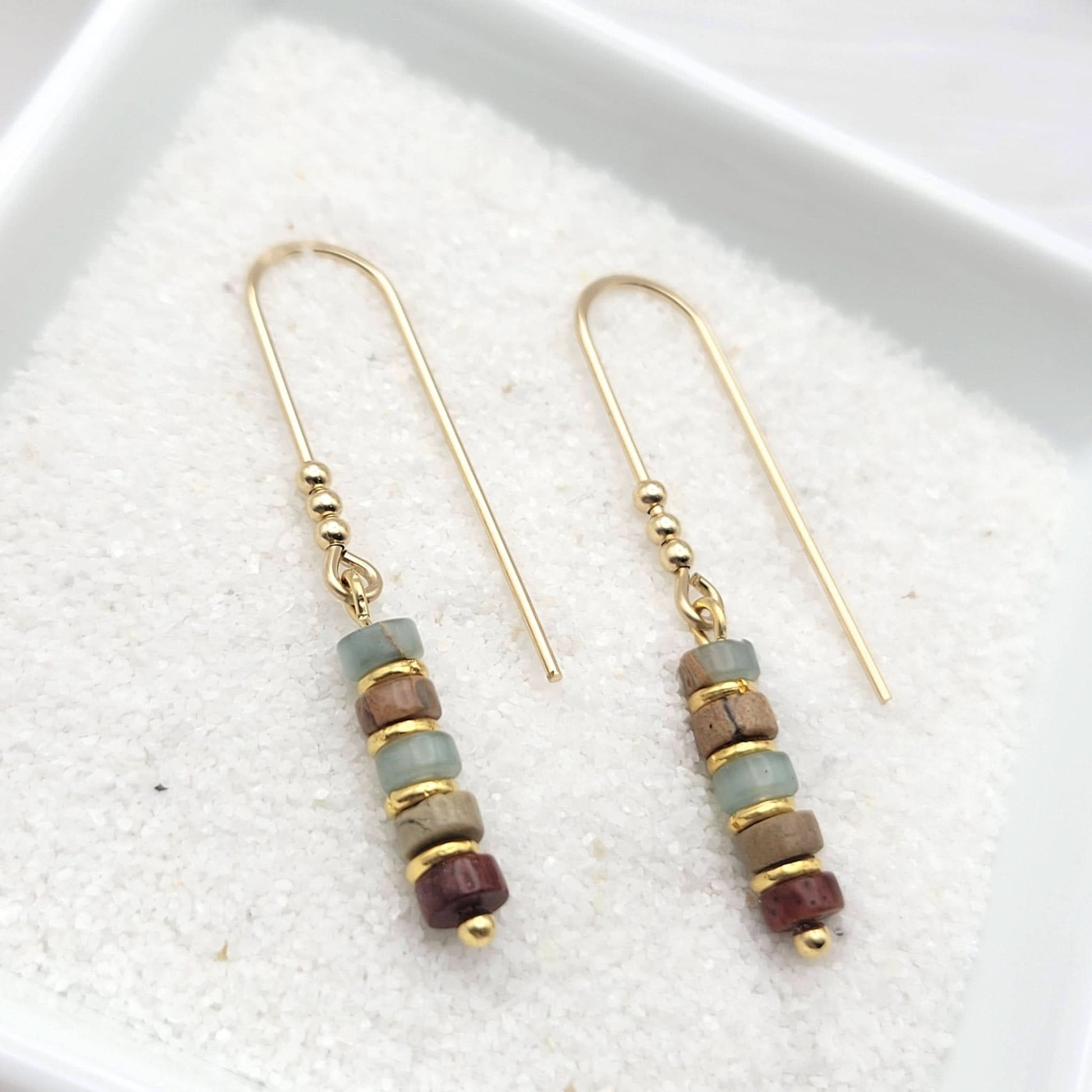 14K Gold Filled + Earth Tone Beads Dangle Earrings - Purpose + Passion Boutique