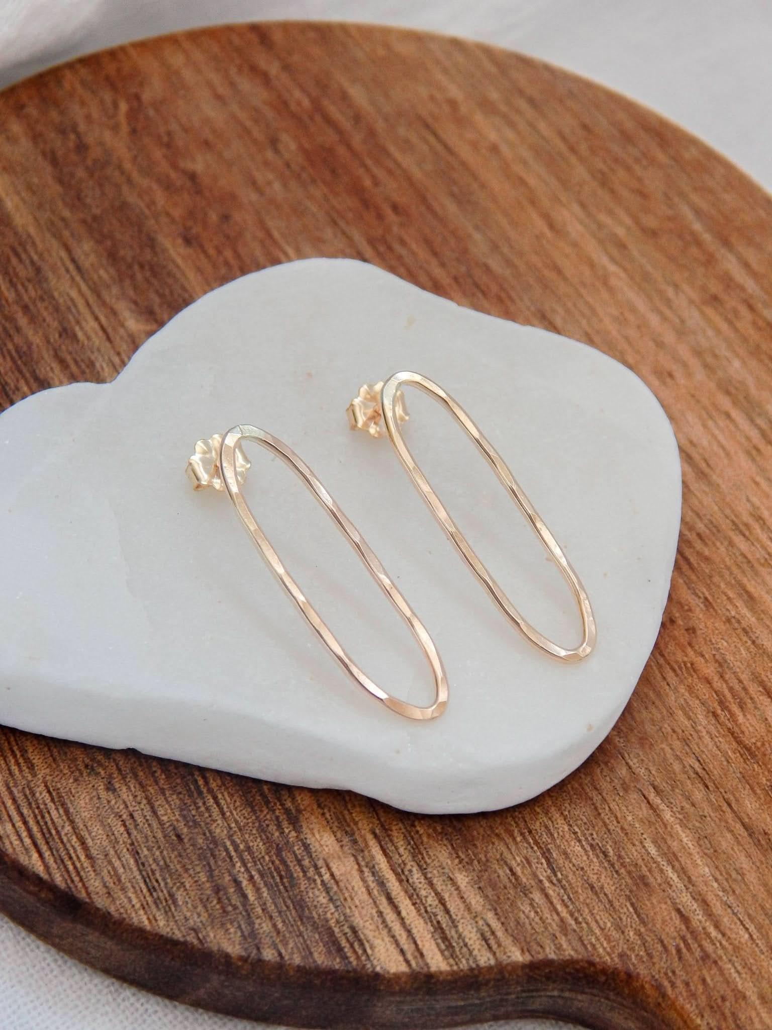 14k Hammered Oval Stud Earrings - Purpose + Passion Boutique