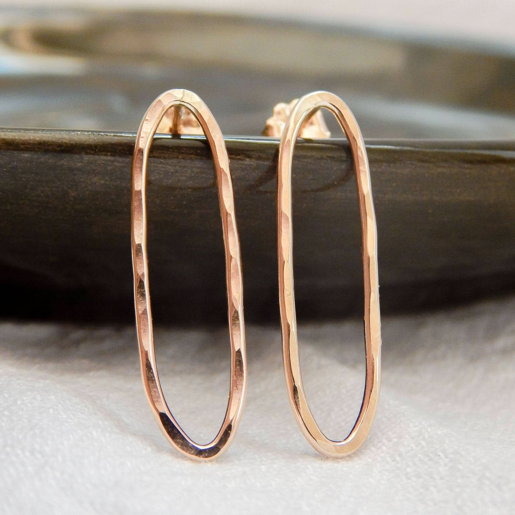 14k Hammered Oval Stud Earrings - Purpose + Passion Boutique