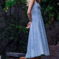 Lt. Denim Paneled Denim Midi Dress Exposed Back Zipper