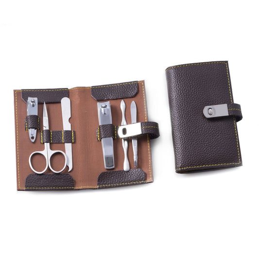 Brown Leather Case Manicure Set