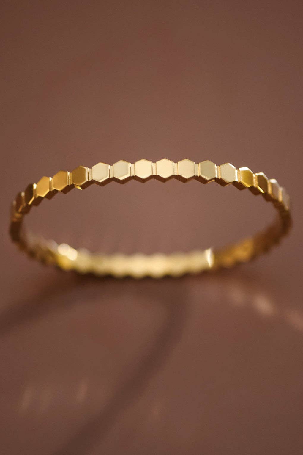 18K Gold Plated Hexagon Stainless Steel Bangle