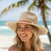 Striped Rope Sun Flat Brim Straw Hat