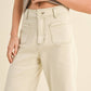 Washed Beige Straight Wide Leg Pants