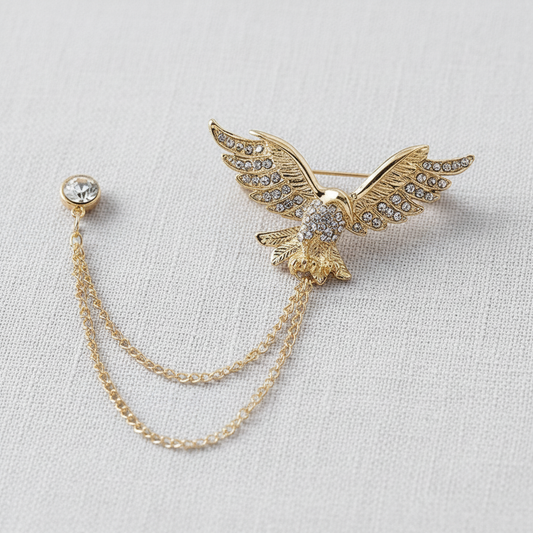 Floral Crystal Metal Brooch