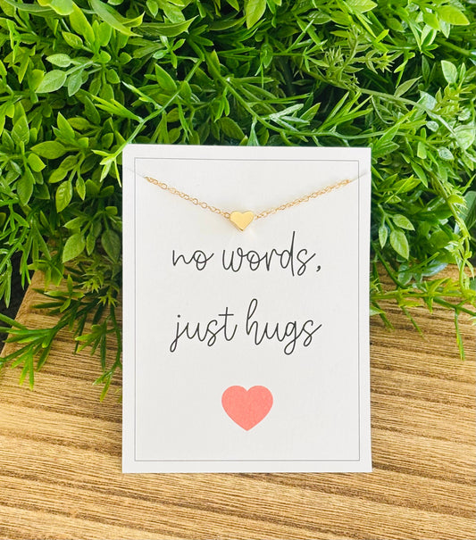 No Words, Just Hugs Friendship Necklace & Card - Gold