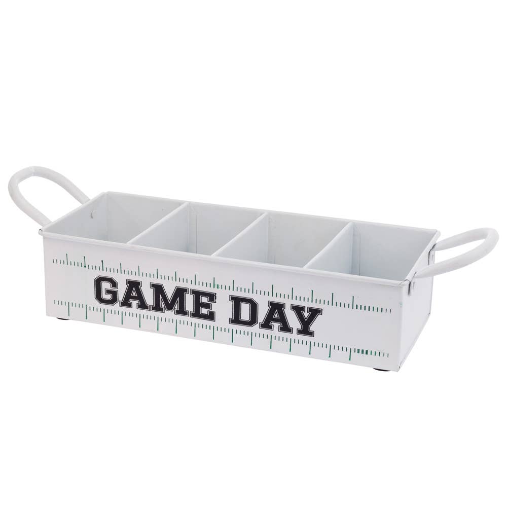 17" Long Game Day White Metal Caddy Football - Purpose + Passion Boutique