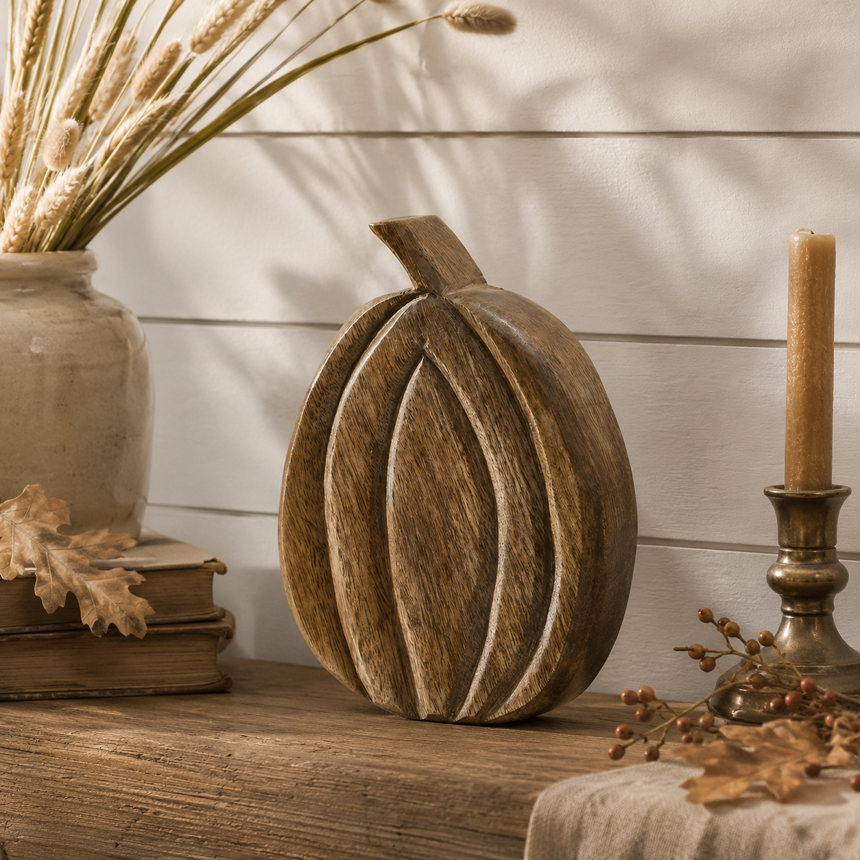 8" Walnut Wood Pumpkin