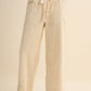 Taupe Stripe Wide Leg Drawstring Pants