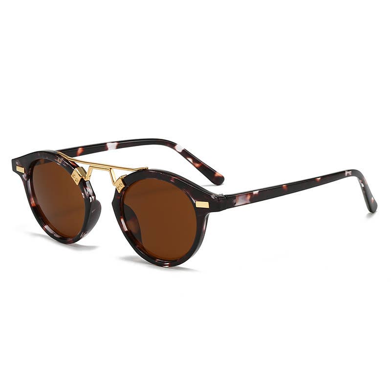 Round-Frame Print Sunglasses