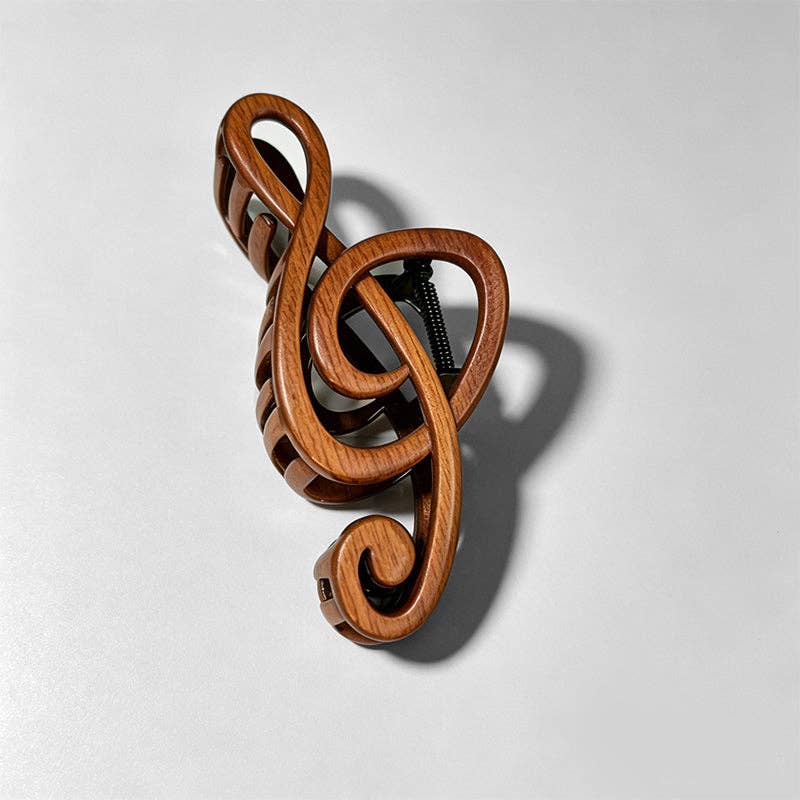 Treble Clef Wood Claw Clip
