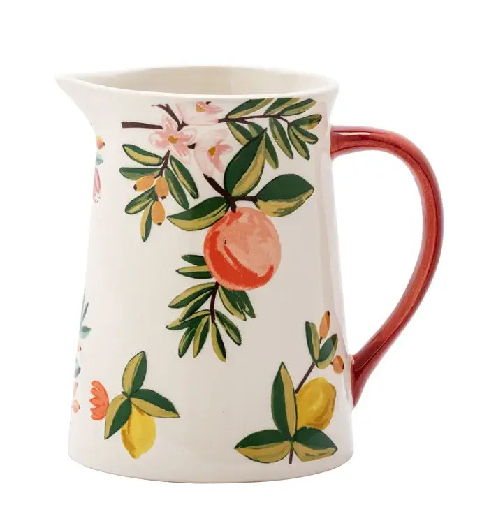 Citrus Blossom Pitcher/Vase Floral Fruit Design