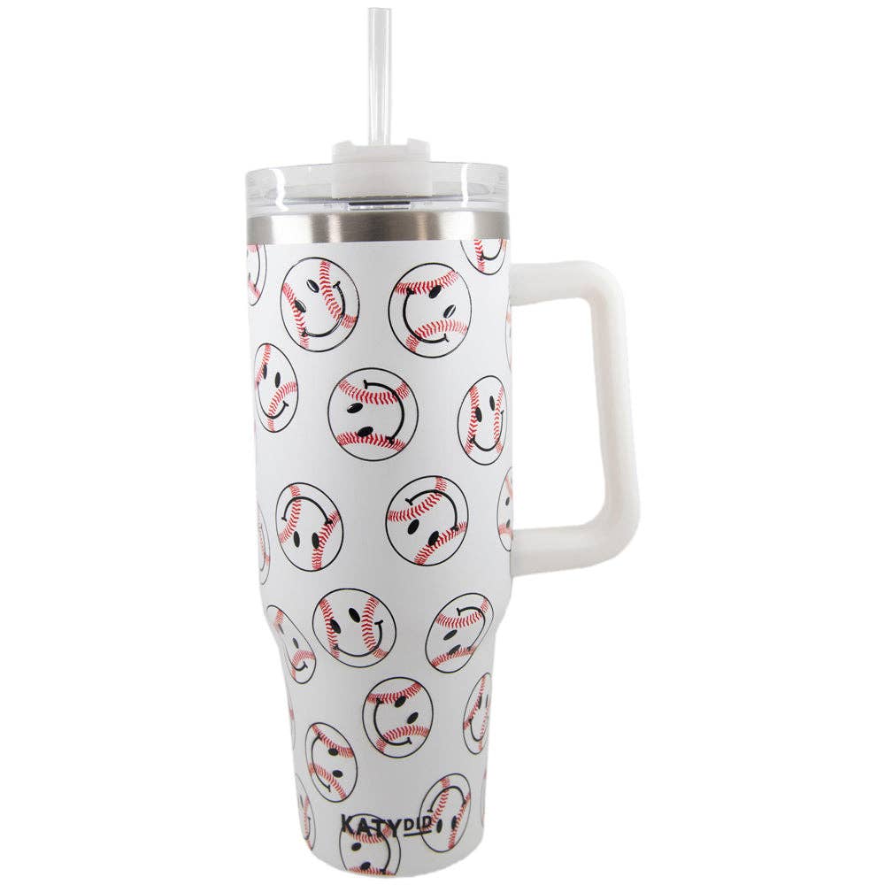 Baseball Happy Faces Stainless Steel Tumbler Cup (40oz)