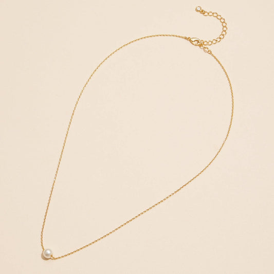 18K 6mm Classic Pearl Charm Necklace - Purpose + Passion Boutique