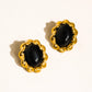 18K Gold & Black Vintage Stone Oval Earring - Purpose + Passion Boutique