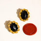 18K Gold & Black Vintage Stone Oval Earring - Purpose + Passion Boutique