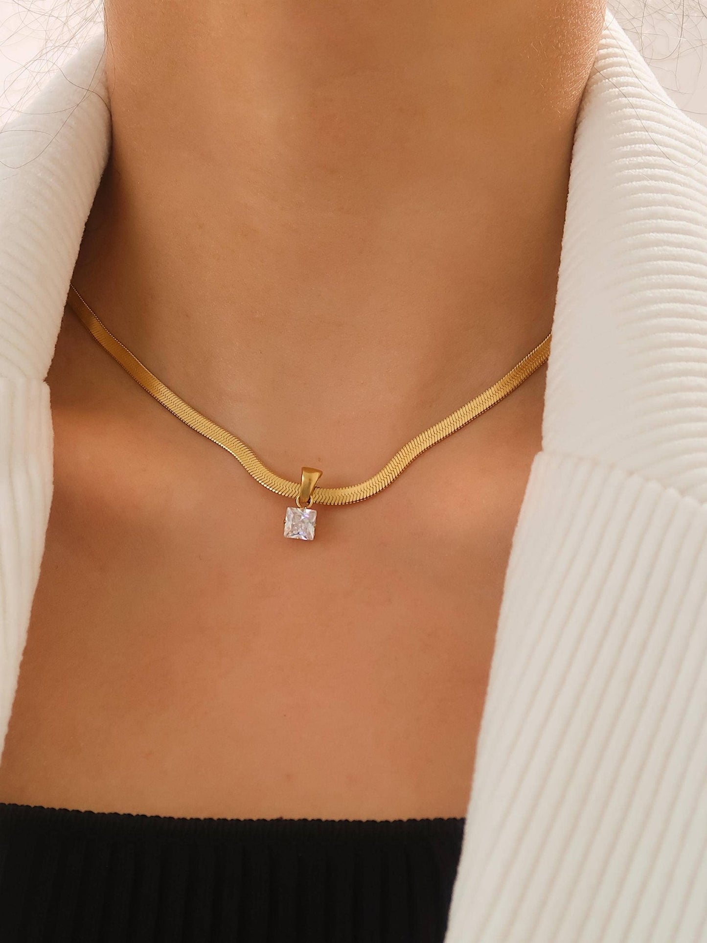 18K Gold CZ Snake Chain Necklace - Purpose + Passion Boutique