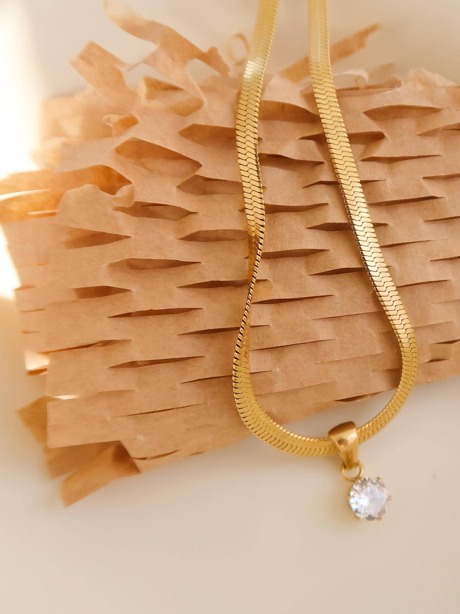18K Gold CZ Snake Chain Necklace - Purpose + Passion Boutique