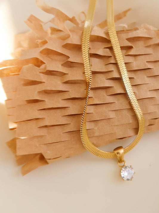 18K Gold CZ Snake Chain Necklace - Purpose + Passion Boutique