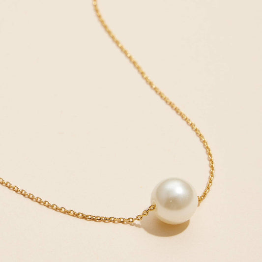 18K Gold Dip Necklace with 10mm Classic Pearl Charm - Purpose + Passion Boutique