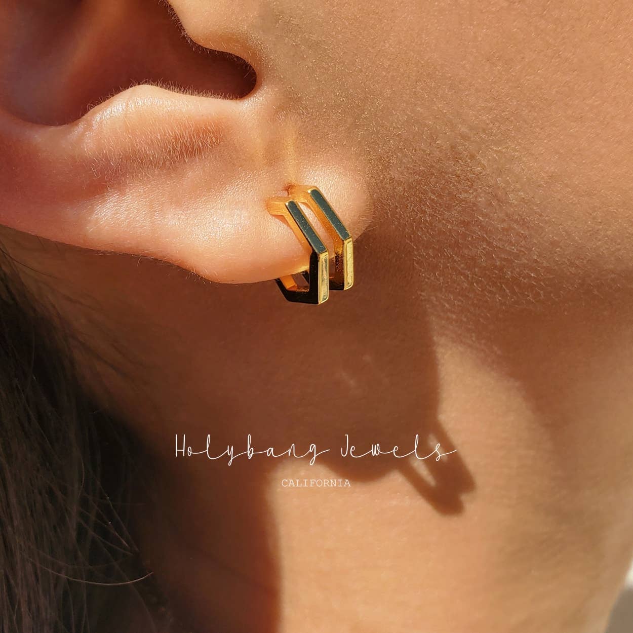 18K Gold Hexagon Stud Earrings - Purpose + Passion Boutique