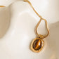18K Gold Natural Brown Stone Necklace - Purpose + Passion Boutique