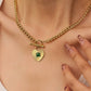 18K Gold Non - Tarnish Green Heart Chain Necklace - Purpose + Passion Boutique