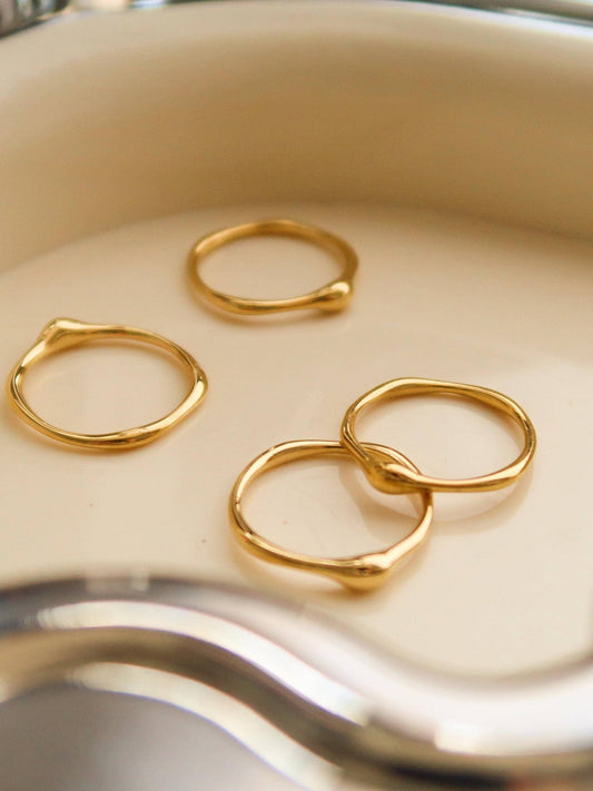 18K Gold Non - Tarnish Minimalist Band Rings - Purpose + Passion Boutique