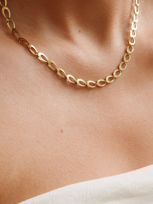 18K Gold Non - Tarnish Oval Link Chain Necklace - Purpose + Passion Boutique