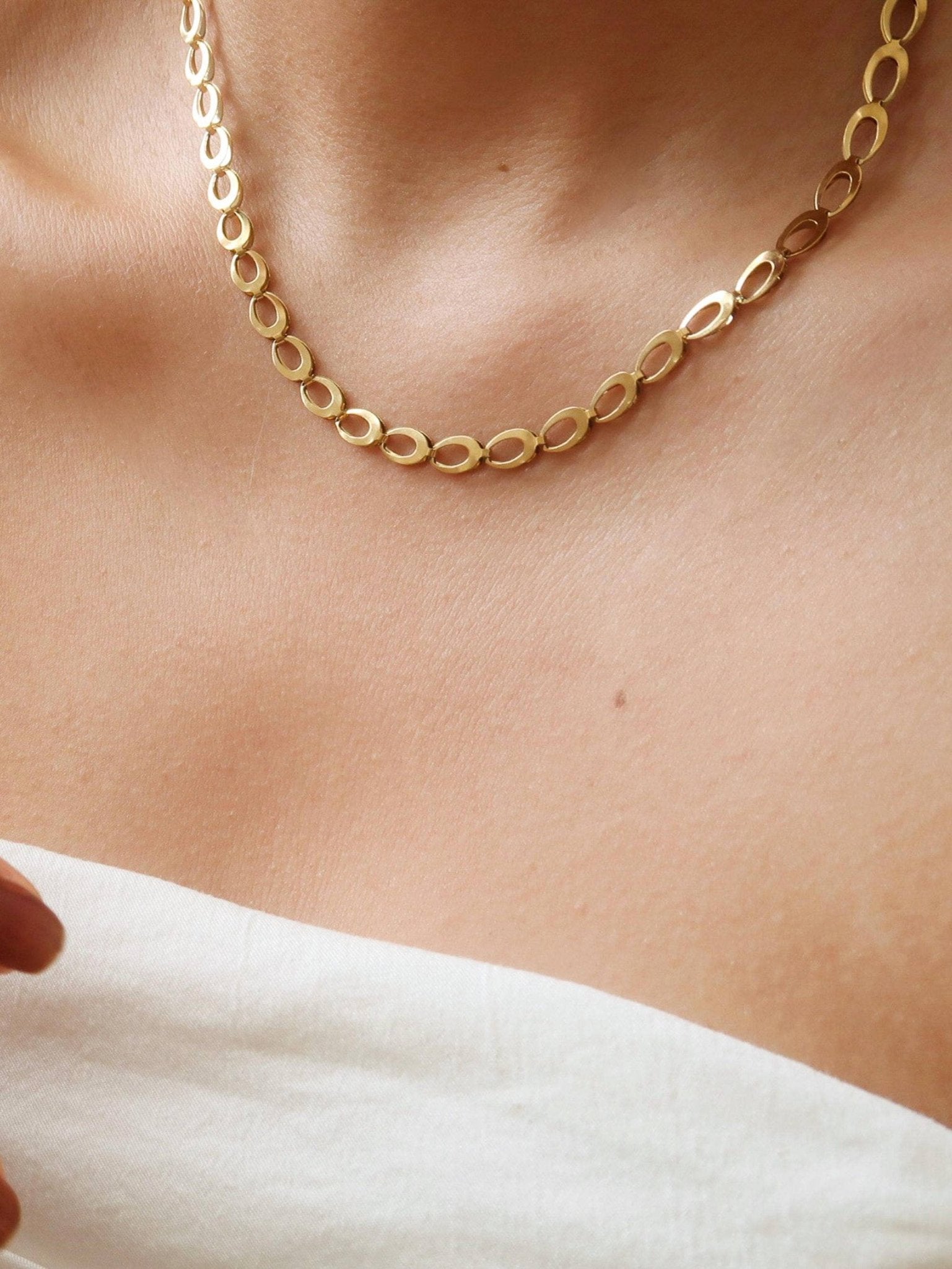 18K Gold Non - Tarnish Oval Link Chain Necklace - Purpose + Passion Boutique
