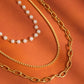 18K Gold Non - Tarnish Stacked Pearl Chain Necklace - Purpose + Passion Boutique