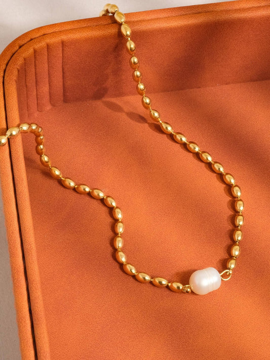 18K Gold Pearl Ball Chain Necklace - Purpose + Passion Boutique