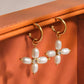 18K Gold Pearl Cross Hoop Earring - Purpose + Passion Boutique