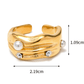 18K Gold Plated Stainless Steel Chunky Pearl Adjustable Ring - Purpose + Passion Boutique