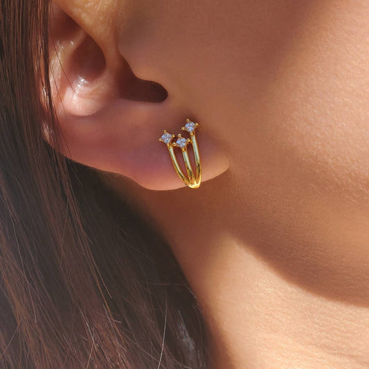 18K Gold Shooting Stars Stud Earrings - Purpose + Passion Boutique
