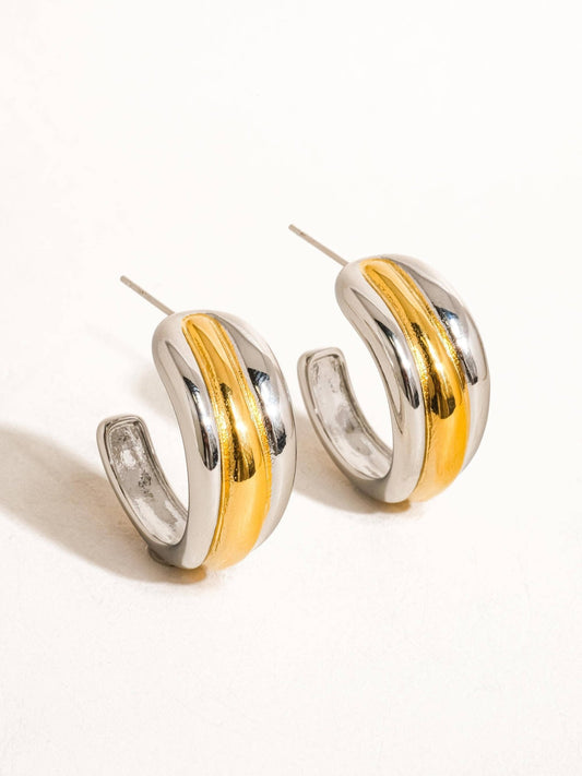 18K Gold & Silver Hoop Earring - Purpose + Passion Boutique