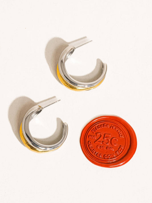 18K Gold & Silver Hoop Earring - Purpose + Passion Boutique