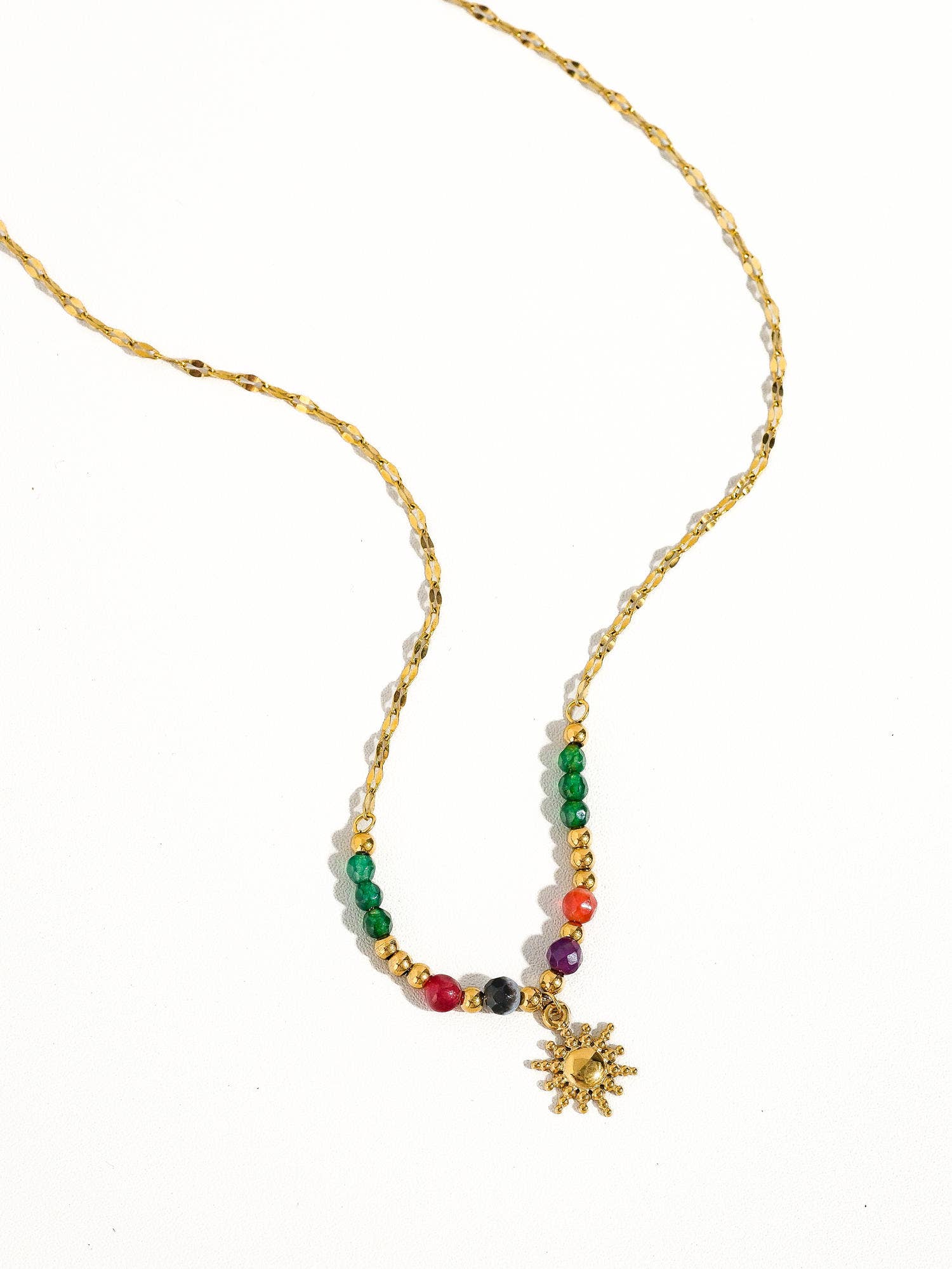18K Gold Sun Necklace with Beads - Purpose + Passion Boutique