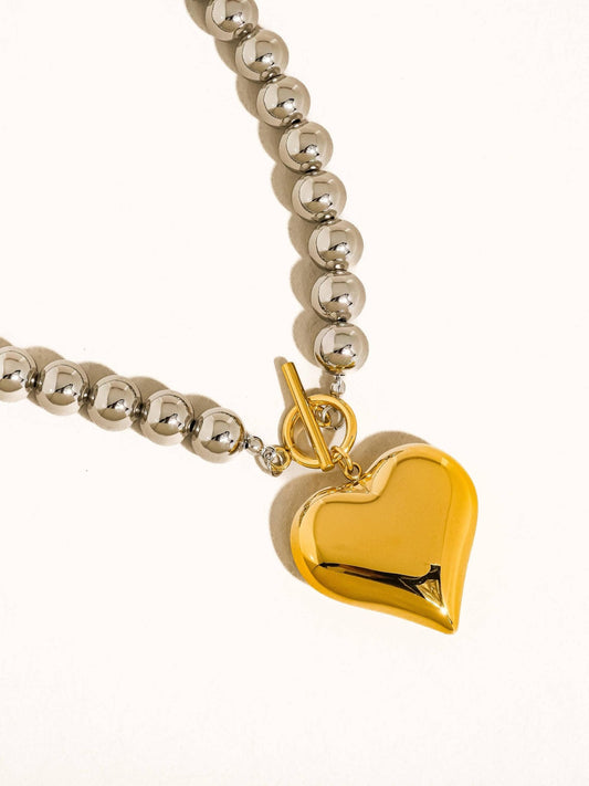 18K Gold Two Tone Heart Necklace - Purpose + Passion Boutique