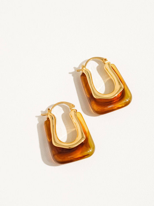 18K Gold U - Shaped Red Boho Hoop Earring - Purpose + Passion Boutique