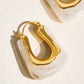 18K Gold U - Shaped White Boho Hoop Earring - Purpose + Passion Boutique