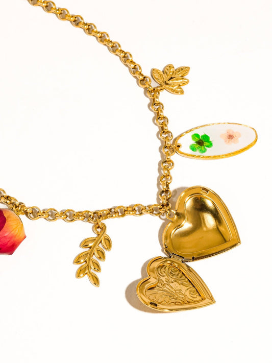 18K Gold Vintage Locket Charm Necklace - Purpose + Passion Boutique
